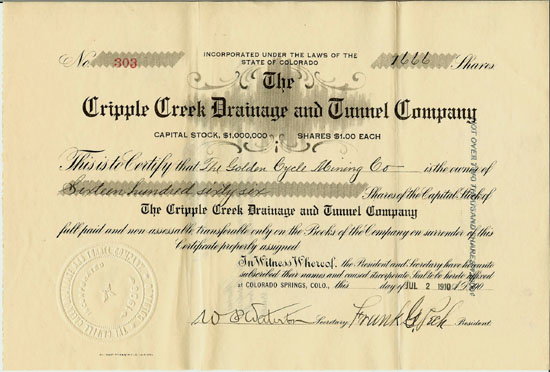 Cripple Creek Drainage and Tunnel Co 303.jpg (62809 bytes)