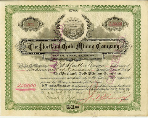 Cripple Creek Mining Stock Certificates, Cripple Creek Gold Mining ...